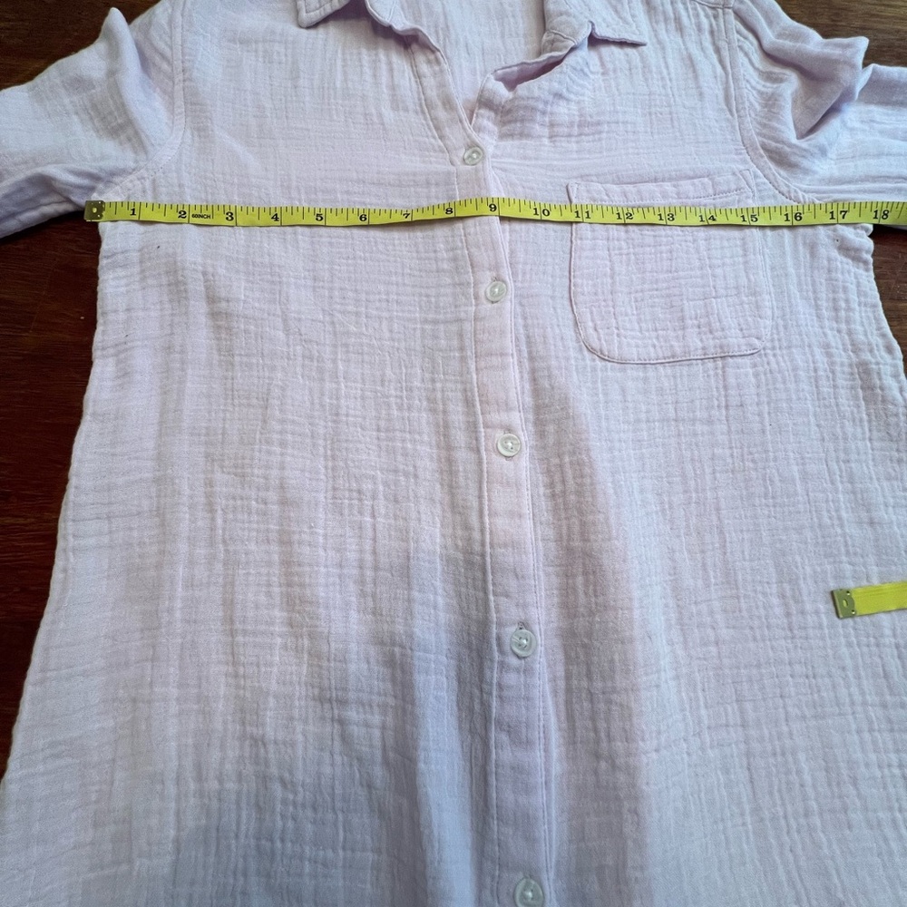 BeachLunchLounge 100% Cotton Alessia Long Sleeve Button Front Shirt Sz XS Lilac - Picture 7 of 9
